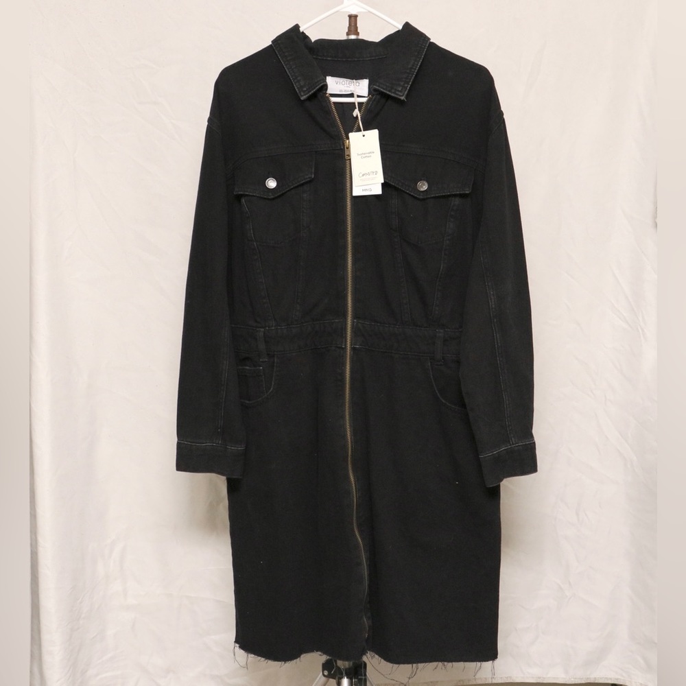Mango black denim dress.